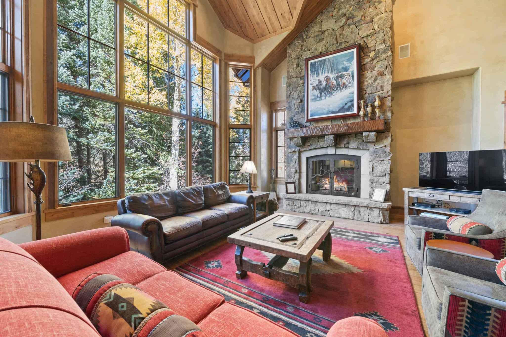 red ski resort lodge room
