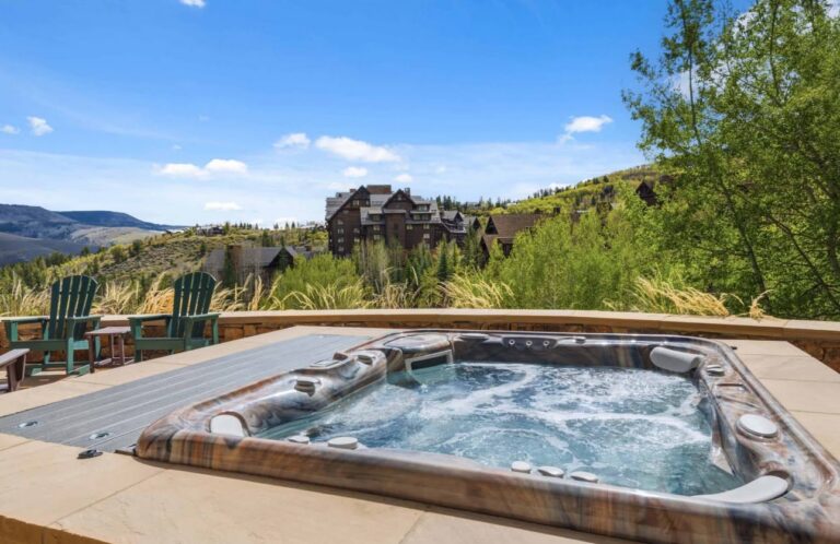 hot tub overlooking mountainous region
