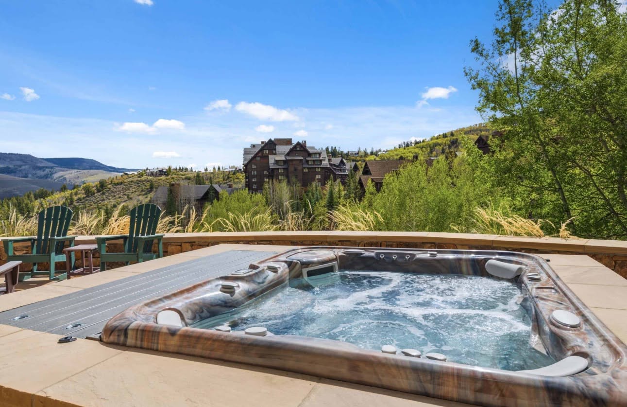 hot tub overlooking mountainous region